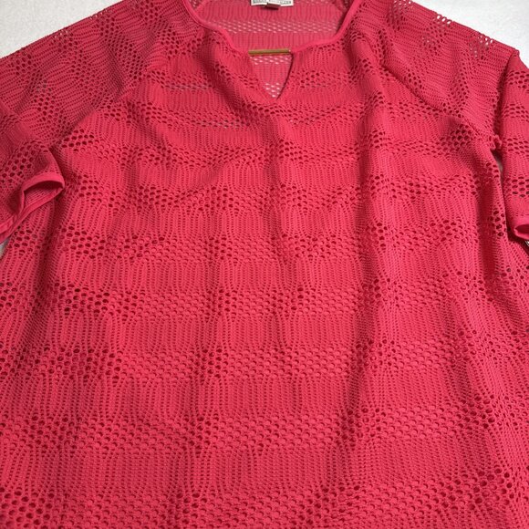 Dana Buchman Top Red Mesh Layered Top Women's Large NWT - Picture 2 of 8
